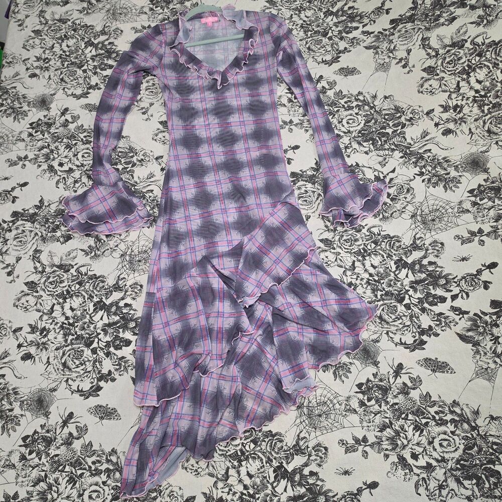Dolls Kill Sugar Thrillz Plaid Mesh Dress - Picture 4 of 12
